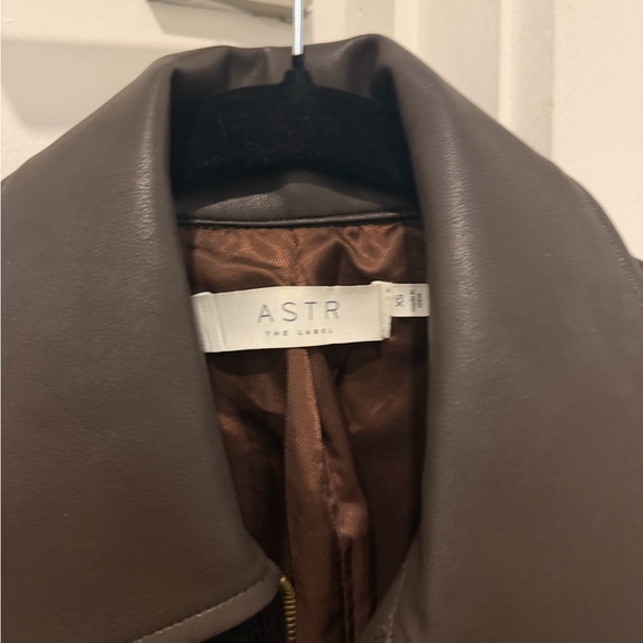 ASTR Brown Bomber Jacket with Leather Sleeves - Picture 2 of 4
